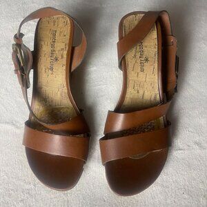 NWOB Montego Bay Club Brown Wedge Sandals size 8.5